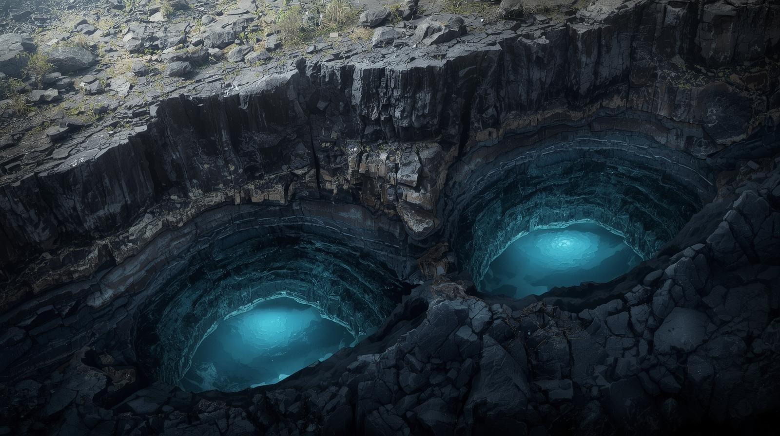 “Illustration of hidden water pockets beneath Earth’s crust.”