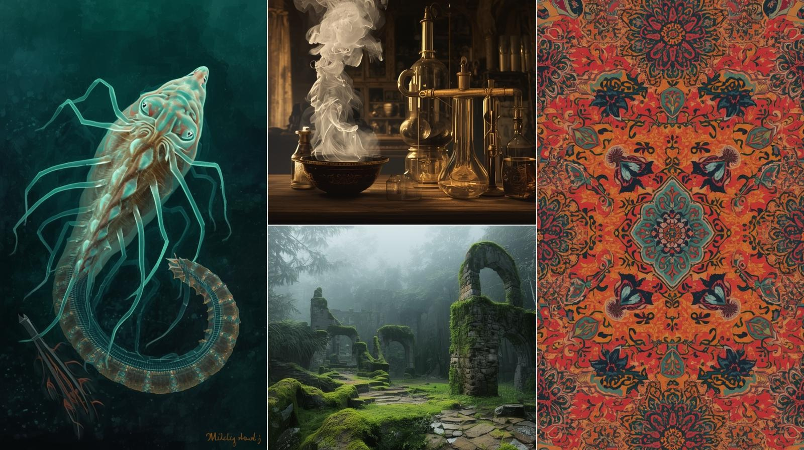 Collage of unusual facts, mysterious locations, and curious events from around the world